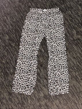 Leopard Print flowy sleep Pants - White + Black